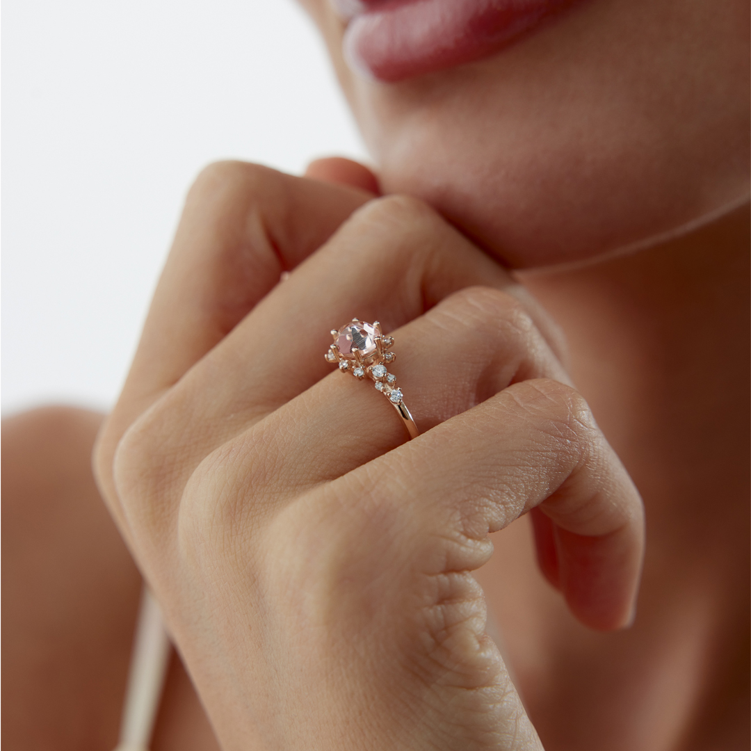 0.20 Ct Pırlanta Morganit Yüzük - 3