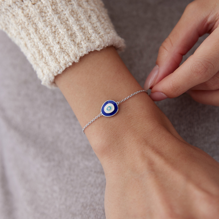 0.02 Karat Pırlanta Mineli Nazar Bileklik - Siempre
