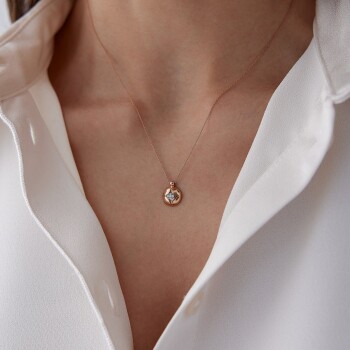 0.03 Ct Pırlanta Ball Star Kolye - 2