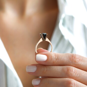 0.03 Ct Pırlata Tektaş Elmas Yüzük - Siempre (1)