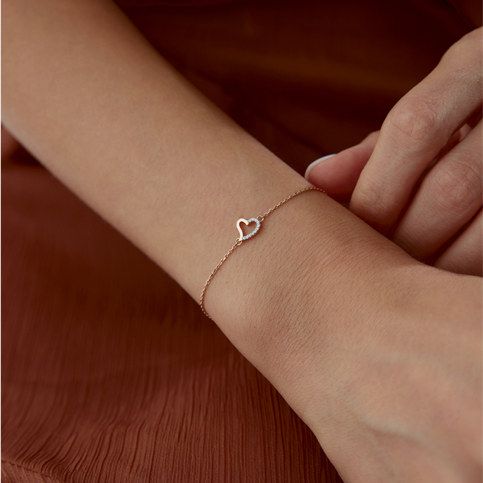 0.03 Karat Heart Pırlanta Bileklik - 1