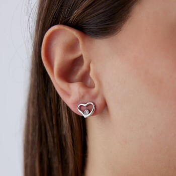 0.05 Ct Pırlanta Kalp Küpe - Siempre