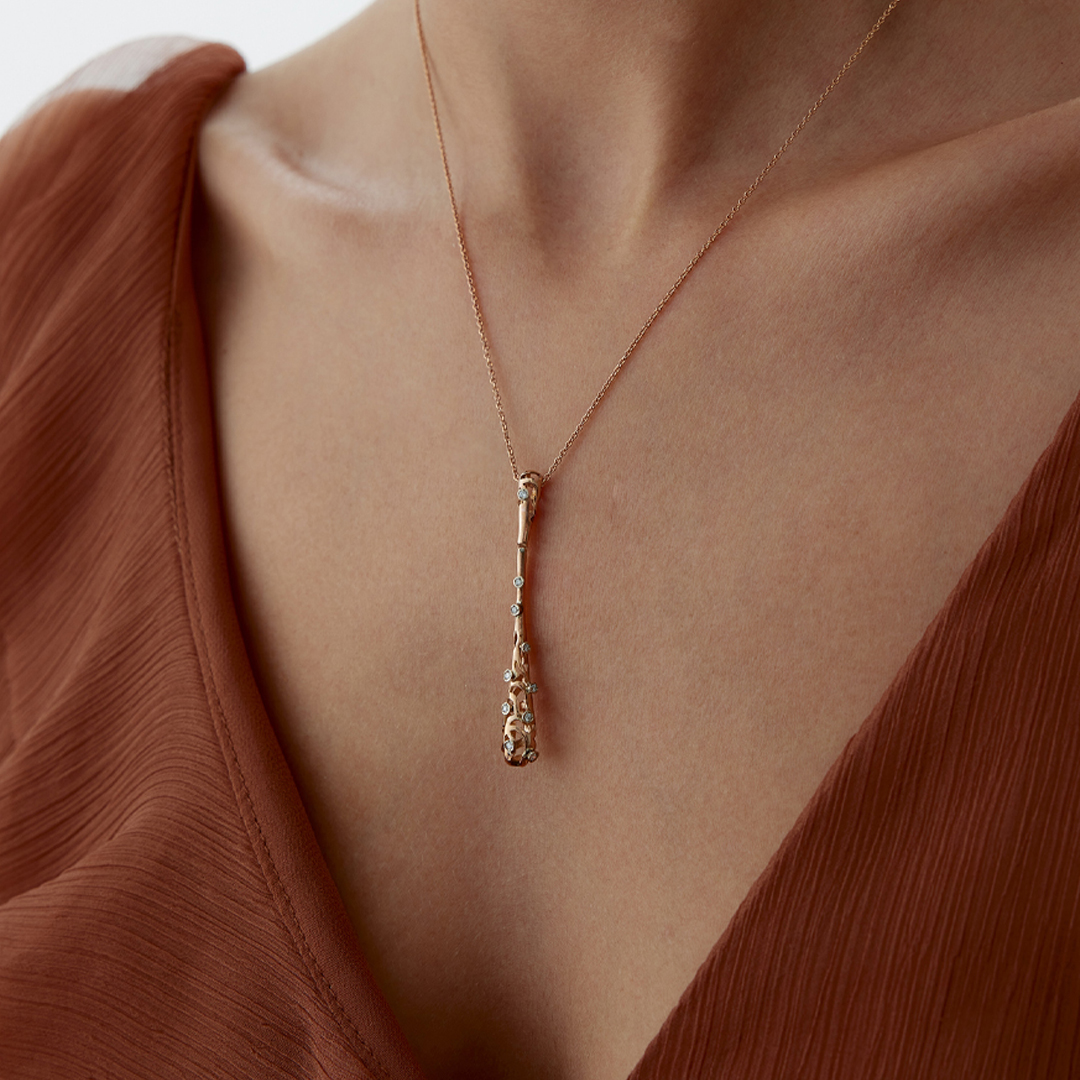 0.05 Karat Stick Pırlanta Kolye - 2