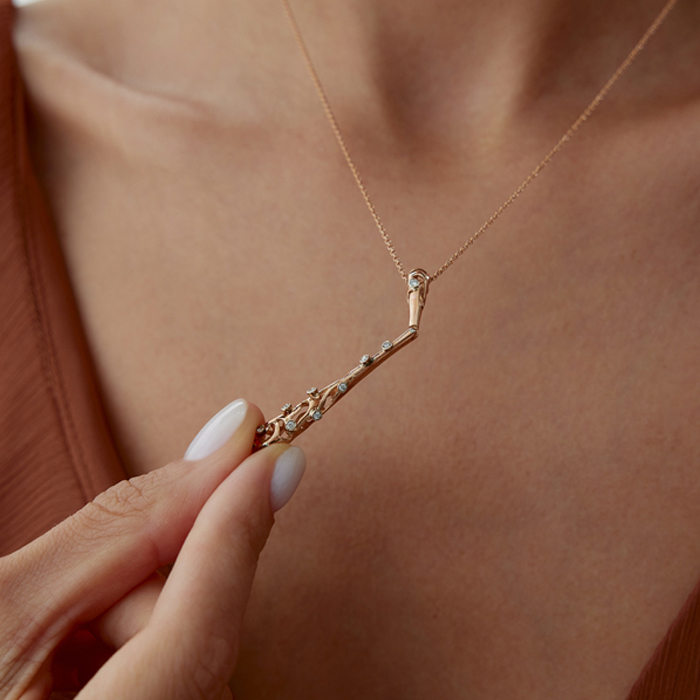 0.05 Karat Stick Pırlanta Kolye - 3