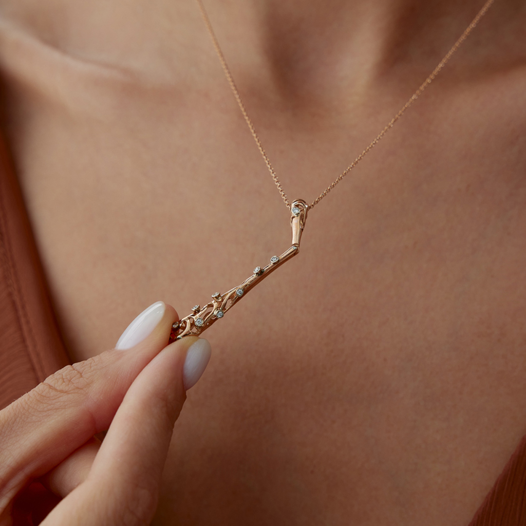 0.05 Karat Stick Pırlanta Kolye - 3