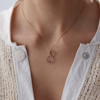 0.07 Ct Pırlanta Bear Kolye - 1