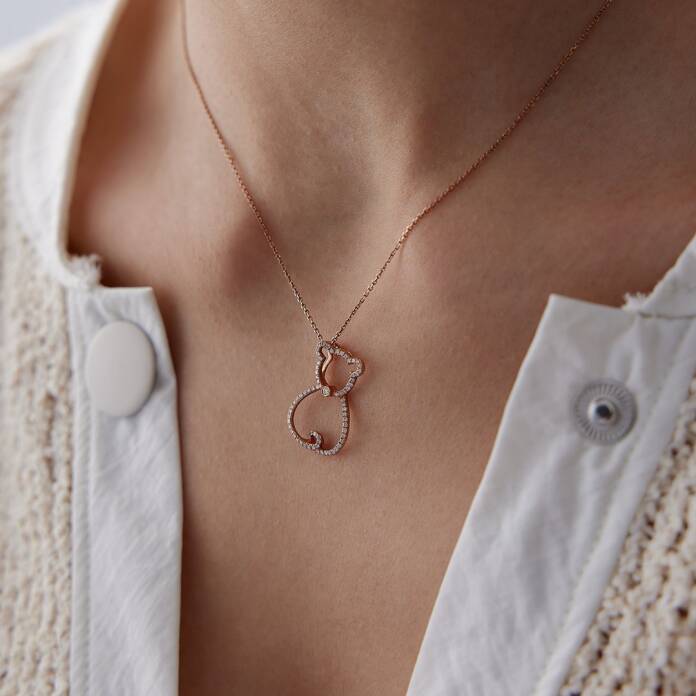 0.07 Ct Pırlanta Bear Kolye - 2