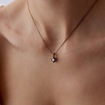 0.08 Ct Elmas Tektaş Kolye - Siempre (1)