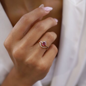 0.08 Ct Pırlanta Drop Princess Turmalin Yüzük - Siempre (1)