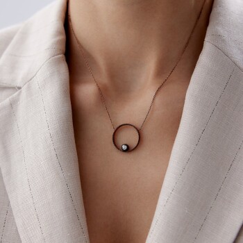 0.12 Ct Elmas Tektaş Circle Kolye - Siempre