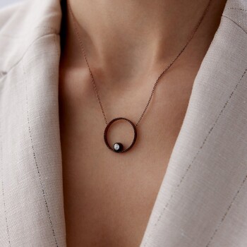 0.12 Ct Elmas Tektaş Circle Kolye - Siempre (1)