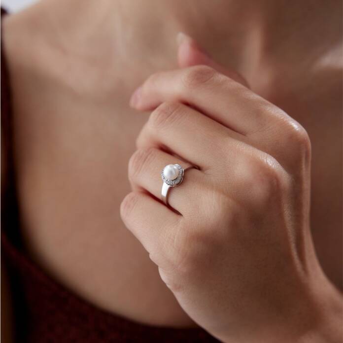 0.15 Ct Pırlanta İnci Yüzük - 1