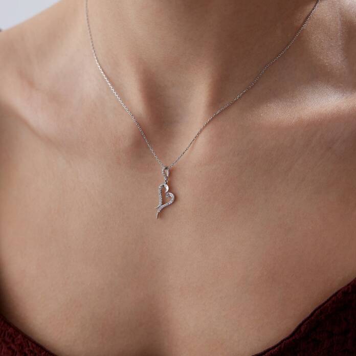 0.15 Ct Pırlanta Kalp Kolye - 1