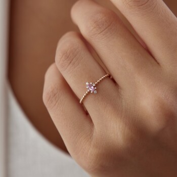 0.15 Ct Pırlanta Pembe Safir Aeden Yüzük - Siempre
