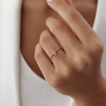 0.15 Ct Pırlanta Pembe Safir Aeden Yüzük - Siempre (1)