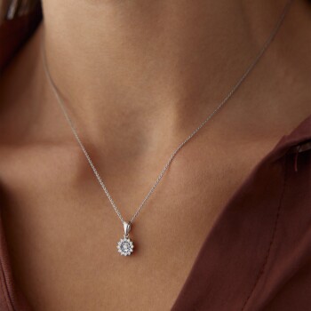 0.16 Ct Pırlanta Güneş Kolye - 3