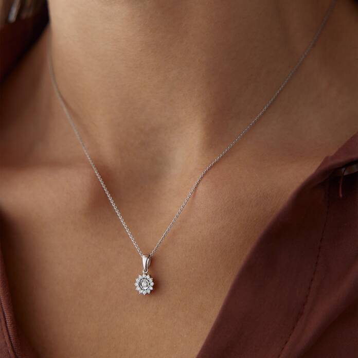 0.16 Ct Pırlanta Güneş Kolye - 3