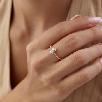 0.16 Ct Pırlanta Vintage Damla Yüzük - 4