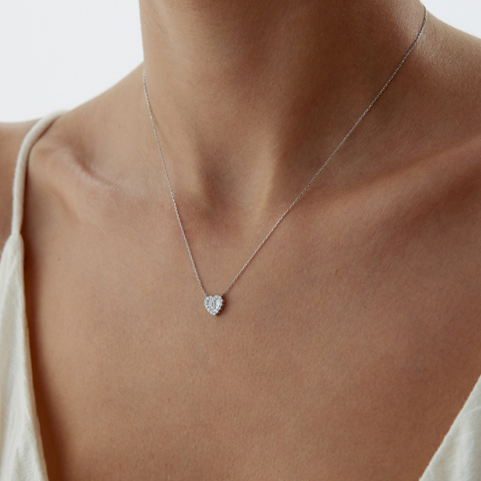0.16 Karat Baget Kalp Pırlanta Kolye - Siempre (1)