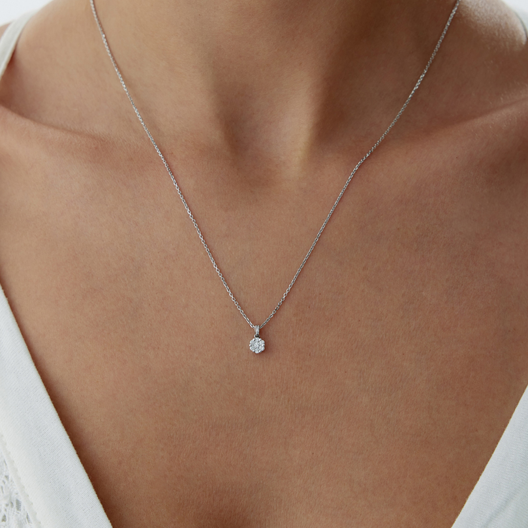 0.16 Karat Flower Pırlanta Kolye - 1