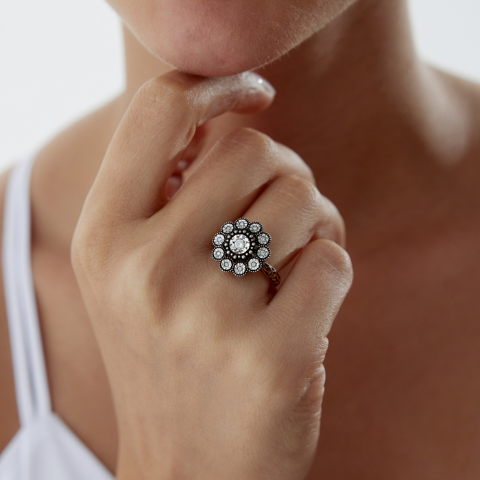 0.17 Ct Elmas Flower Yüzük - 1