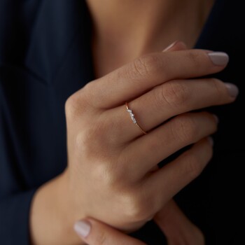 0.18 Ct Pırlanta Leaf Yüzük - 2