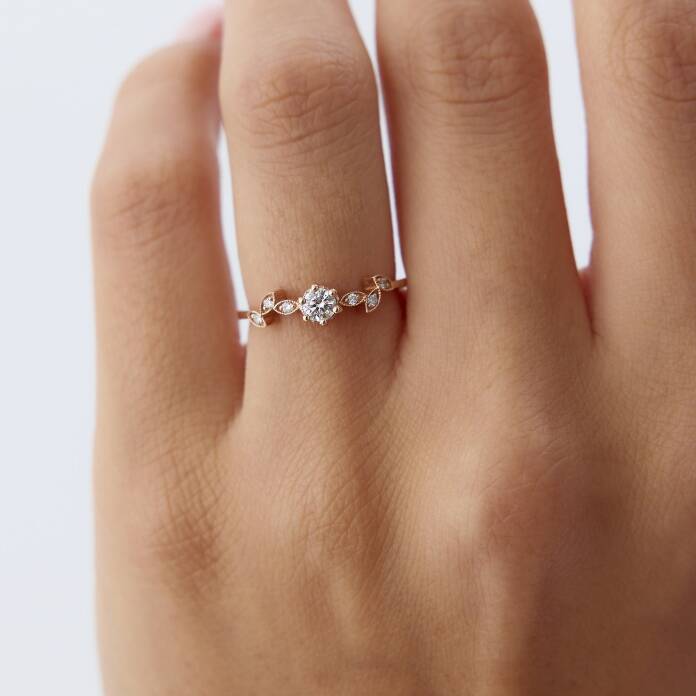 0.18 Ct Pırlanta Leaf Yüzük - 3