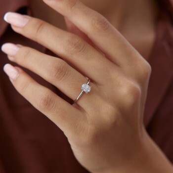 0.18 Ct Parçalı Pırlanta Oval Yüzük - Siempre (1)