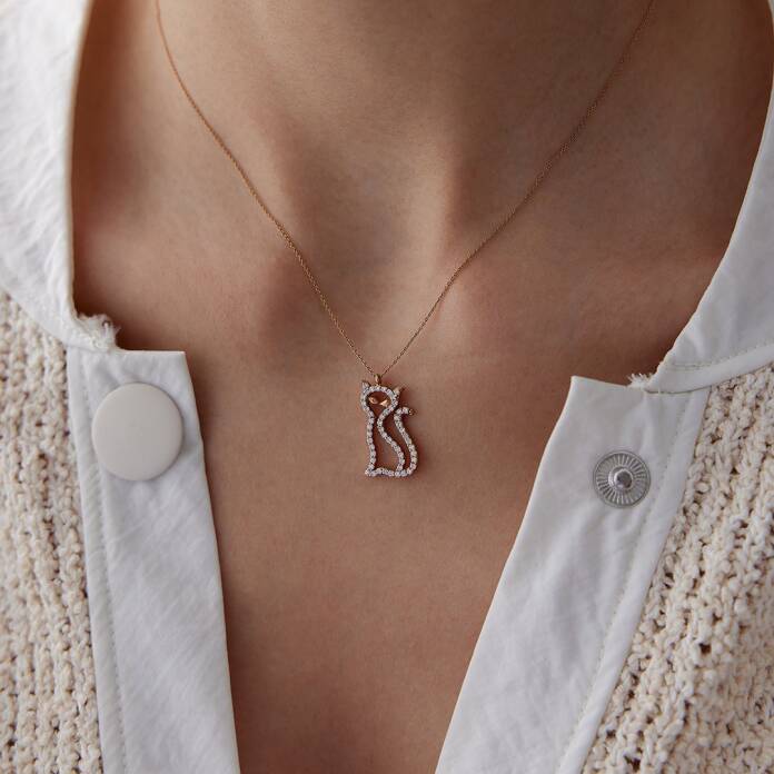 0.20 Ct Pırlanta Kedi Kolye - 1