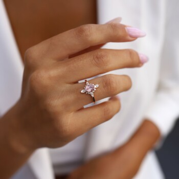 0.21 Ct Pırlanta Queen Morganite Yüzük - Siempre