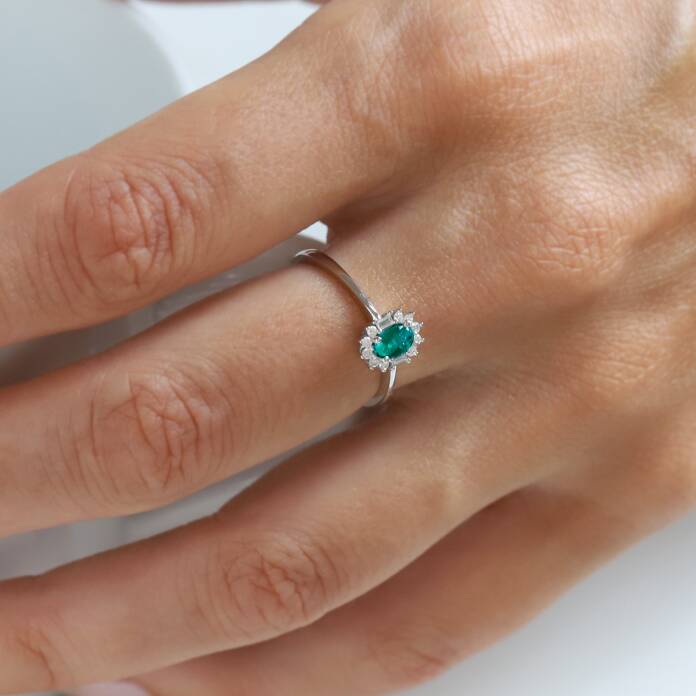 0.25 Ct Pırlanta Zümrüt Yüzük - 1