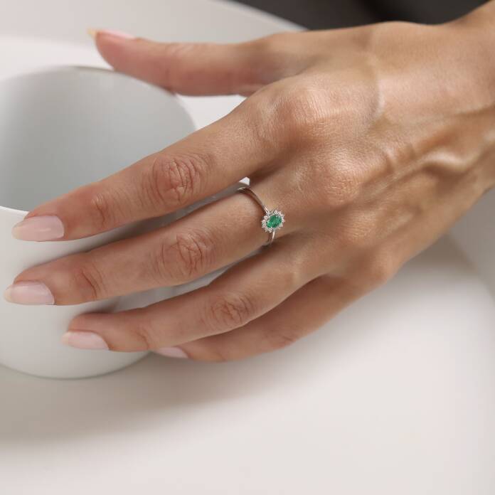 0.25 Ct Pırlanta Zümrüt Yüzük - 3