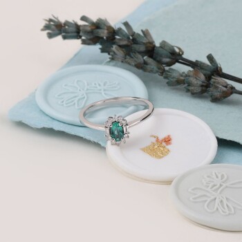 0.25 Ct Pırlanta Zümrüt Yüzük - 4