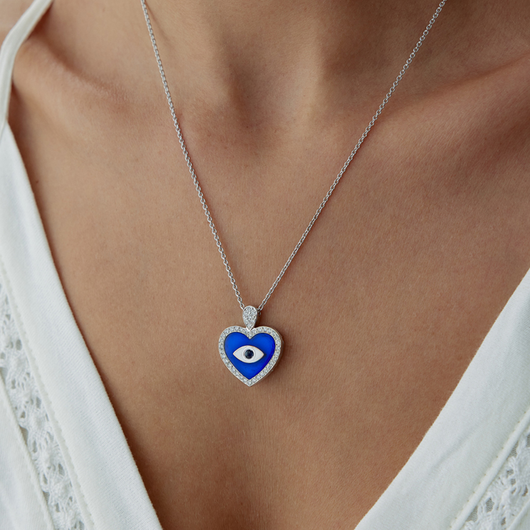 0.25 Karat Kalp Göz Pırlanta Kolye - 2