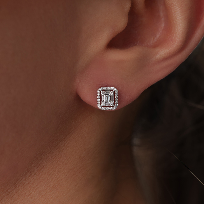 0.30 Karat Baget Taşlı Pırlanta Küpe - Siempre