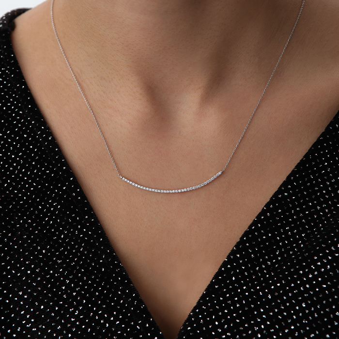 18 Ayar 0.35 Ct Line Taşlı Pırlanta Kolye - Siempre