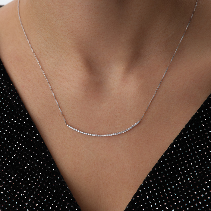 18 Ayar 0.35 Ct Line Taşlı Pırlanta Kolye - Siempre