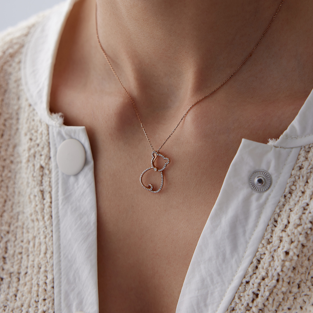 0.35 Karat Pırlanta Bear Kolye - 3