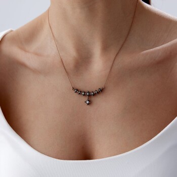 0.37 Ct Elmas Sallantılı Tektaş Salıncak Kolye - Siempre