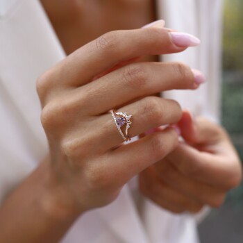 0.37 Ct Pırlanta Ametist Taşlı Yüzük - Siempre (1)