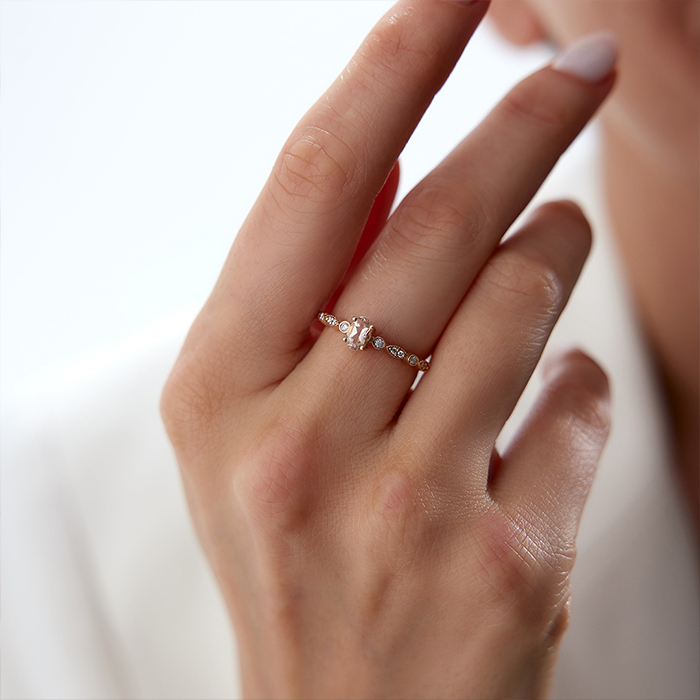 0.37 Ct Pırlanta Morganite Yüzük - Siempre