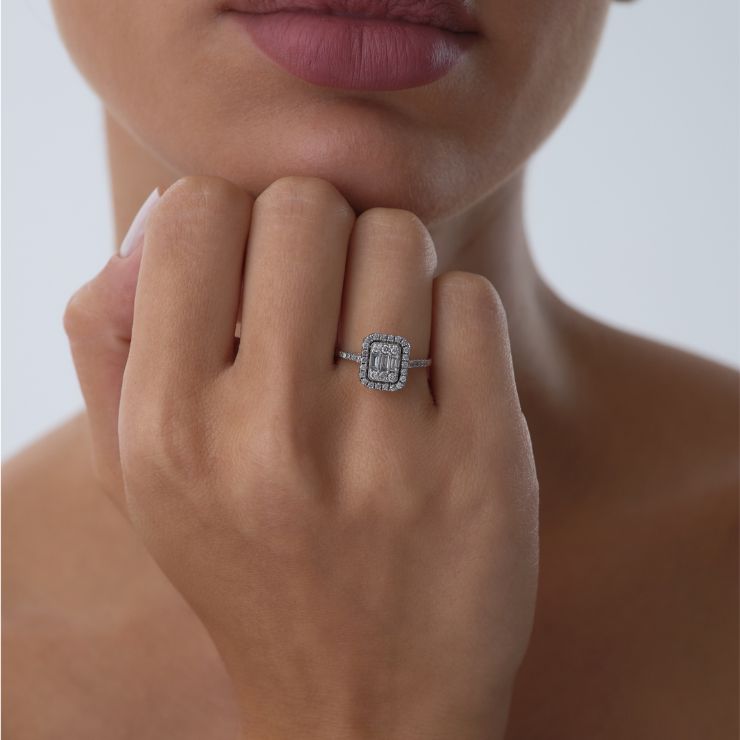 0.40 ct Baget Pırlanta Yüzük - 1