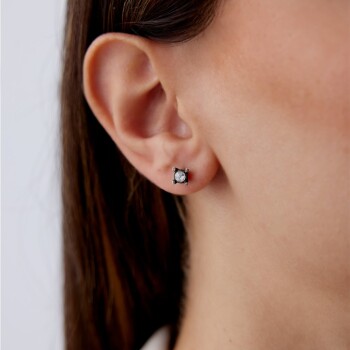 0.40 Ct Elmas Tırnaklı Tektaş Küpe - Siempre