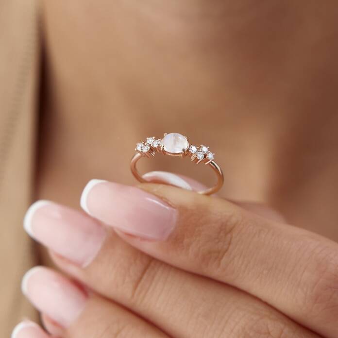 0.40 Ct Pırlanta Moonstone Yüzük - 3
