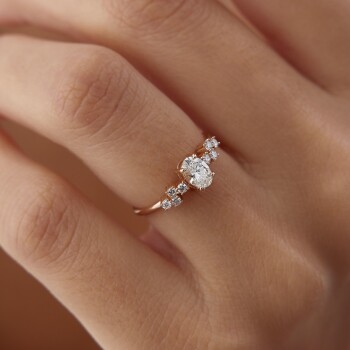 0.40 Ct Pırlanta Queen Oval Yüzük - 2