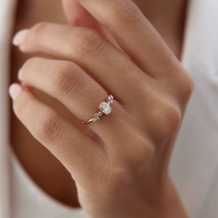 0.40 Ct Pırlanta Queen Oval Yüzük - 3