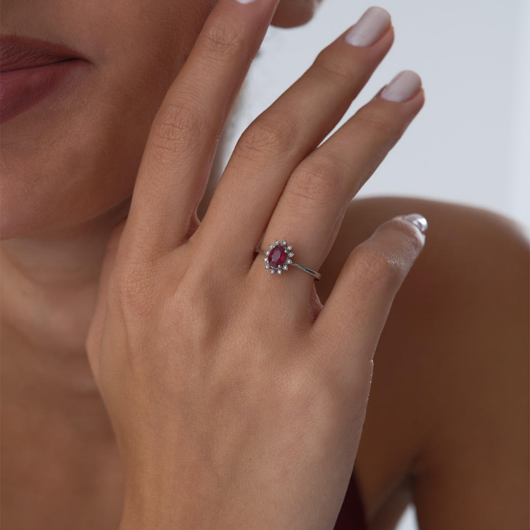 0.41 ct Oval Yakutlu Empire Yüzük - 2