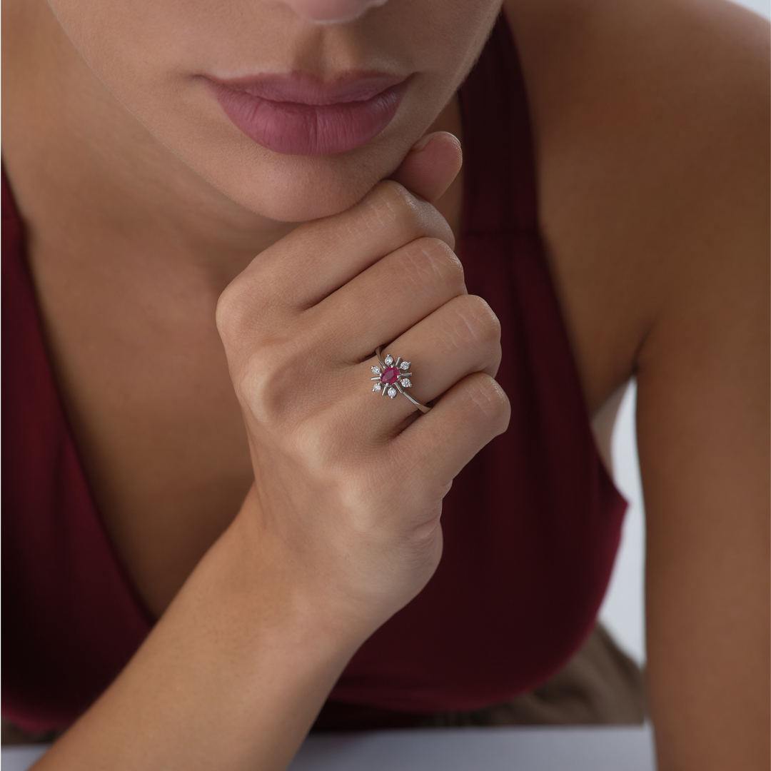 0.41 ct Yakut Al Sancak Pırlanta Yüzük - 3