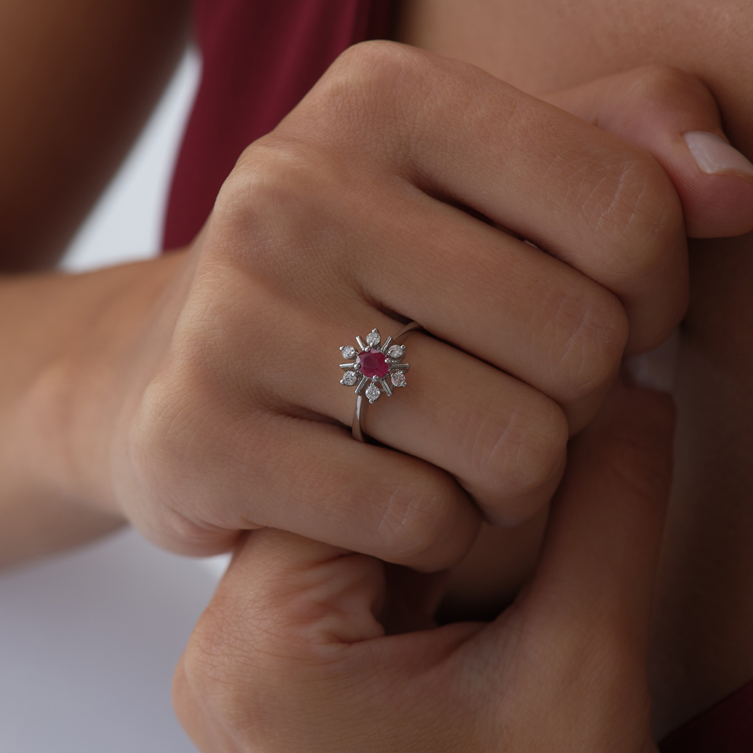 0.41 ct Yakut Al Sancak Pırlanta Yüzük - 2