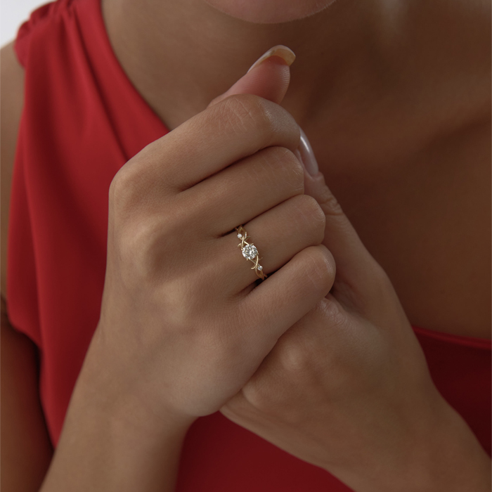 0.42 ct Dikenli Dal Pırlanta Yüzük - 3